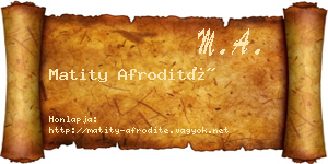 Matity Afrodité névjegykártya